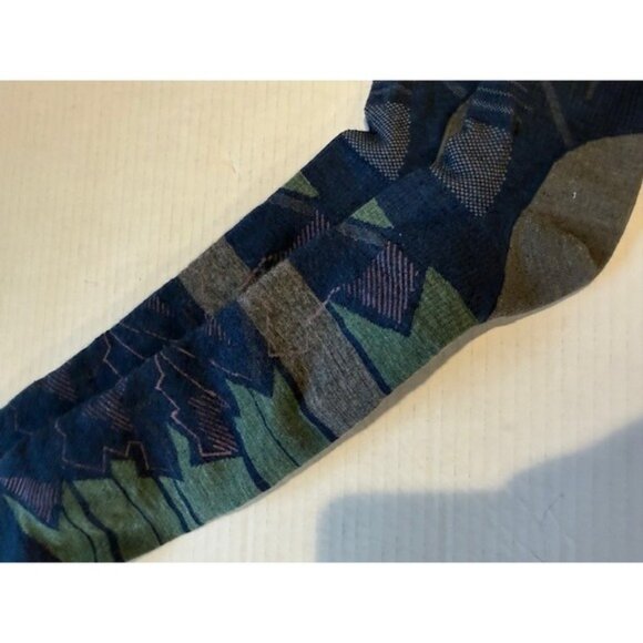 Smartwool Merino Wool Blend Hiking Socks Blue Green Gray Pattern Size ? 2053 - Picture 2 of 6